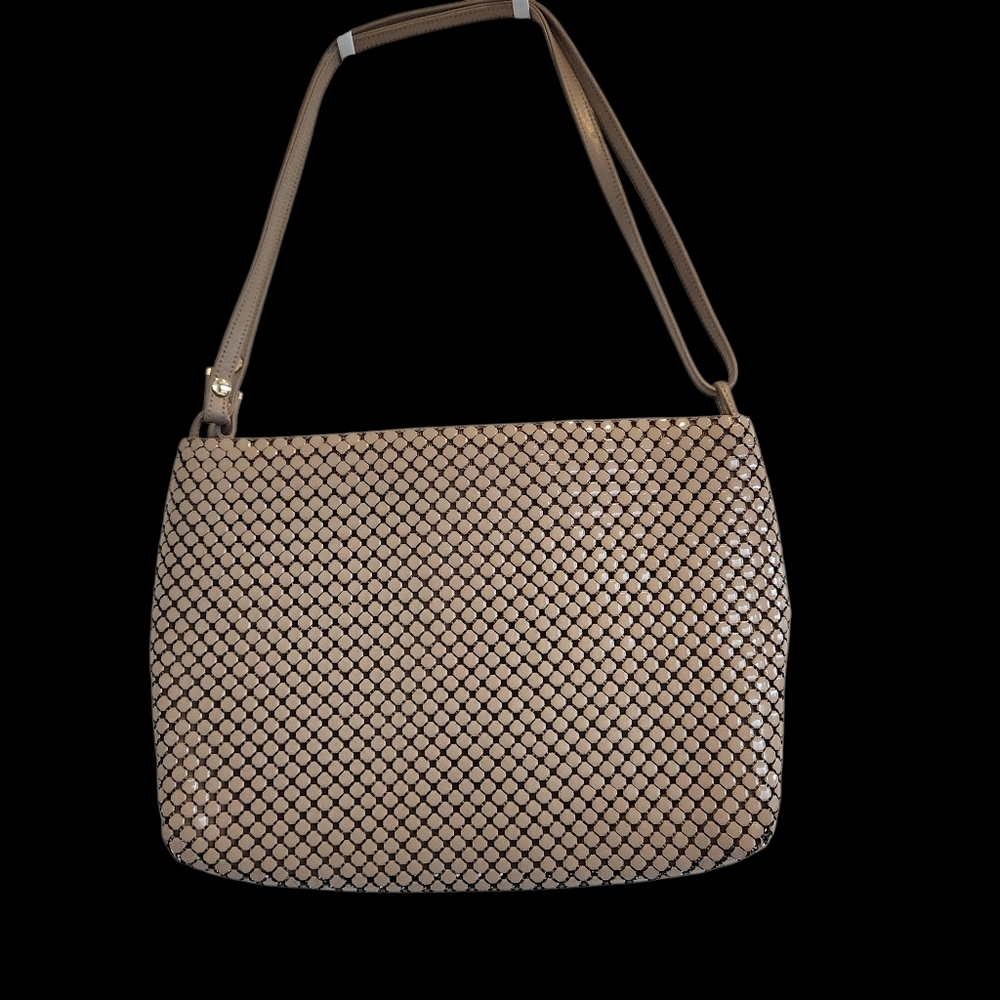 Vintage Whiting And Davis Metal Mesh Taupe Crossbody Bag